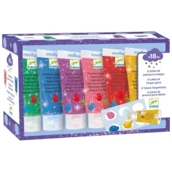 Djeco Paint For Little Ones 6 Tubes Of Finger Paint - Glitter