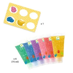 Djeco Paint For Little Ones 6 Tubes Of Finger Paint - Glitter