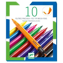 Djeco Pens & Markers- 10 Felt Brushes - Classic