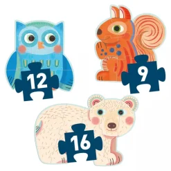 Djeco Progressive Puzzles In the forest - 9, 12, 16 pcs