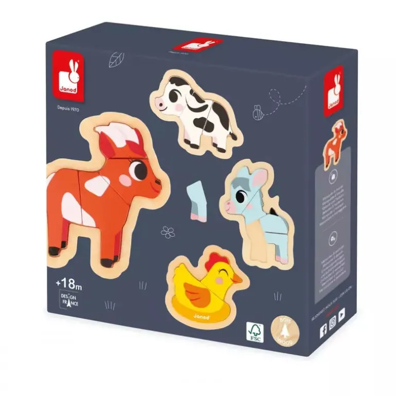Janod 4 Progressive Puzzles - Farm