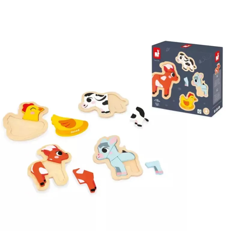 Janod 4 Progressive Puzzles - Farm