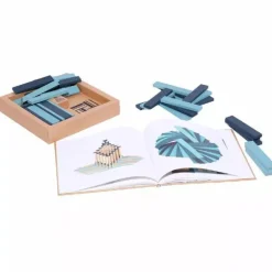 KAPLA® 40 Coloured Planks (Light Blue & Dark Blue) and Book