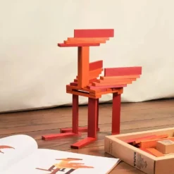 KAPLA® 40 Coloured Planks (Orange & Red) and Book