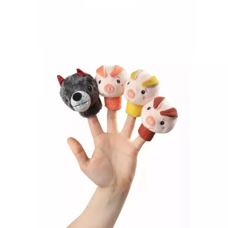 Lilliputiens Louis The Wolf And The 3 Little Pigs Finger Puppets