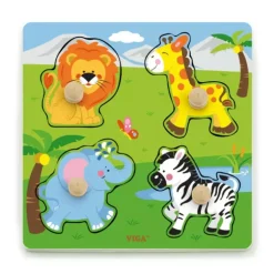 New Classic Toys Big Wooden Knob Puzzle Wild