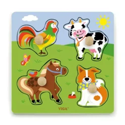 New Classic Toys Big Wooden Knob Puzzle Farm