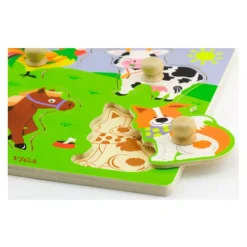 New Classic Toys Big Wooden Knob Puzzle Farm