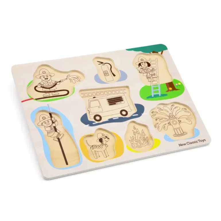 New Classic Toys Peg Puzzle – Fire Brigade - 8 pieces
