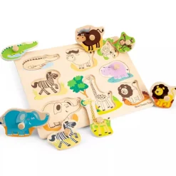 New Classic Toys Peg Puzzle - Safari - 8 pieces
