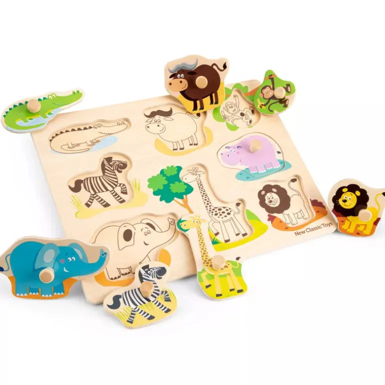 New Classic Toys Peg Puzzle - Safari - 8 pieces
