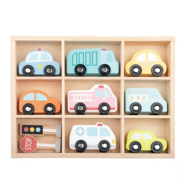 New Classic Toys Vehicle set in Wooden Box
